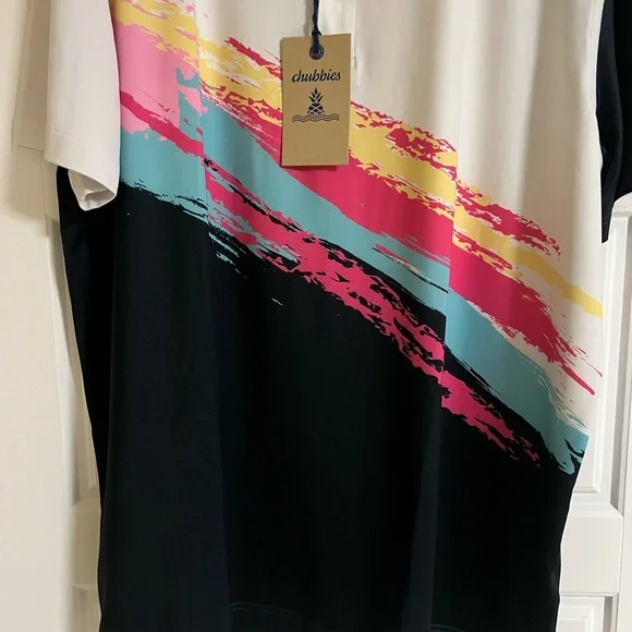 Chubbies Men's Performance Polo Shirt with White, Pink, and Blue Accents NWT XXL - Picture 4 of 12